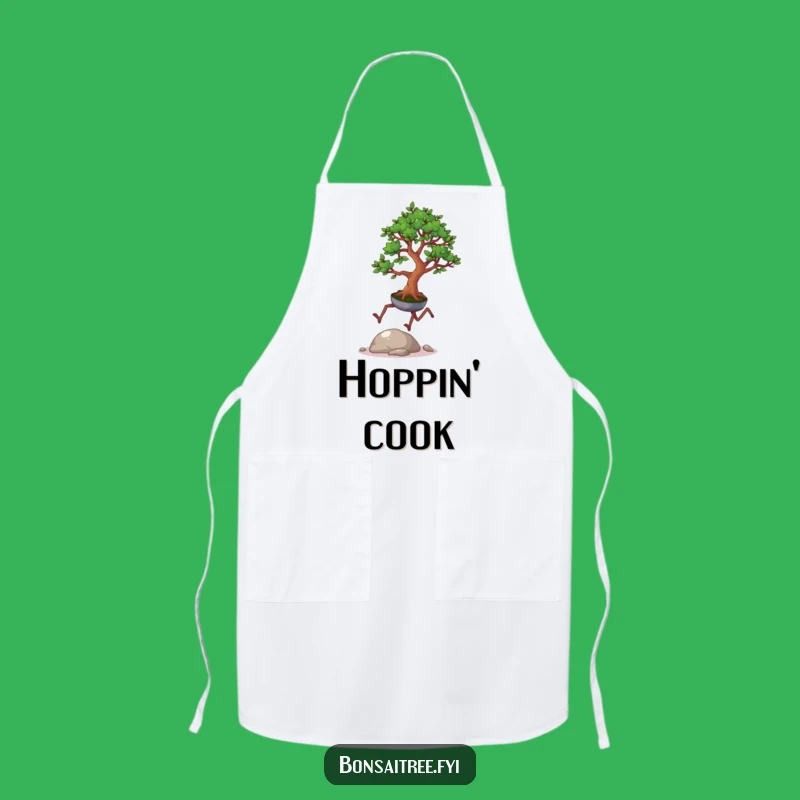 Funny Bonsai Apron: Hopping Tree Legs, Pebble Jump Kitchen Fun