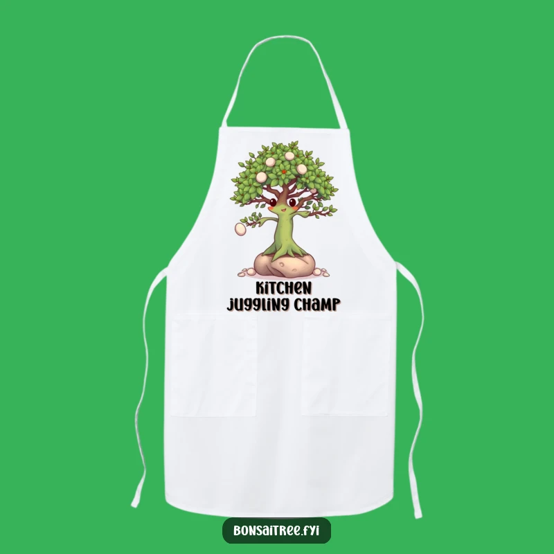 Funny Bonsai Juggling Apron - Chef Tree Character Kitchen Fun