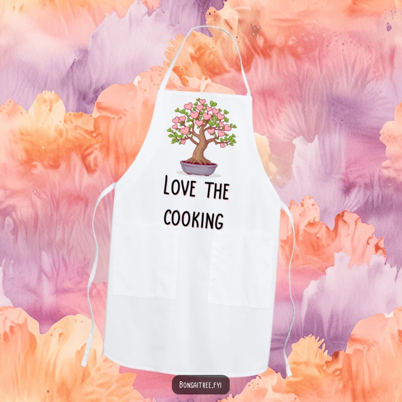 Funny cooking apron featuring a tree with heart-shaped leaves, bringing love and humor to the kitchen.
