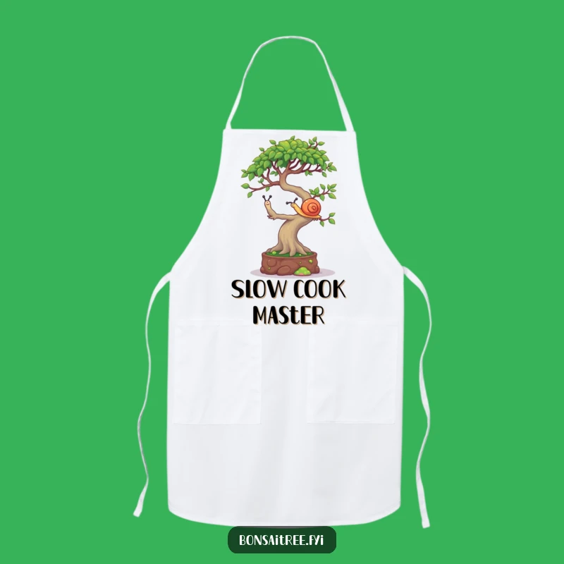 Funny Bonsai Snail Balancing Apron - Chef Tree Character Kitchen Fun