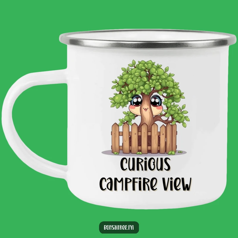 Funny Campfire Bonsai Fence Mug: Wide-Eyed Tree Gift