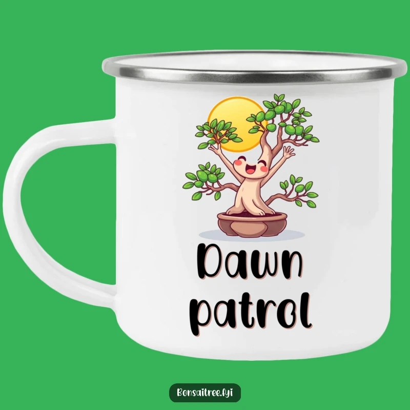 Funny Beaming Bonsai Sun Stretch Camping Mug: Cheerful Adventure Gift