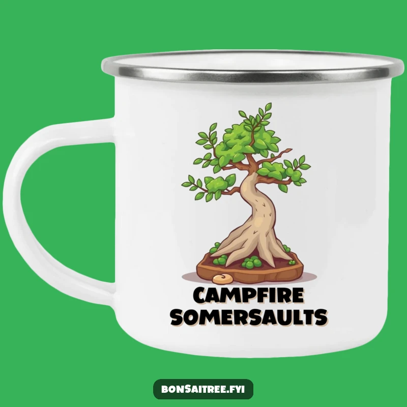 Funny Bonsai Tree Somesault Camping Mug - Silly Action Cup, Perfect Gift