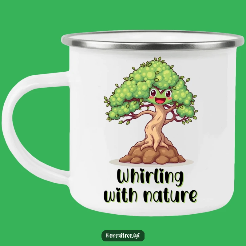 Funny Happy Bonsai Dancing Camping Mug - Joyful Outdoor Drinkware