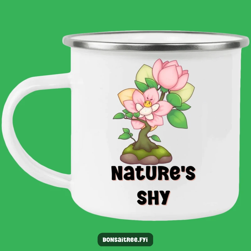 Funny Shy Bonsai Flower Peek Camping Mug: Adorable Adventure Companion Gift