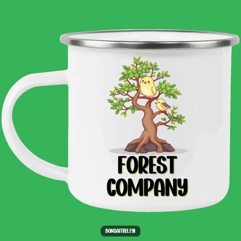 Happy Bonsai Bird Camping Mug: Sip Nature's Joy Outdoors, Rustic Funny Gift