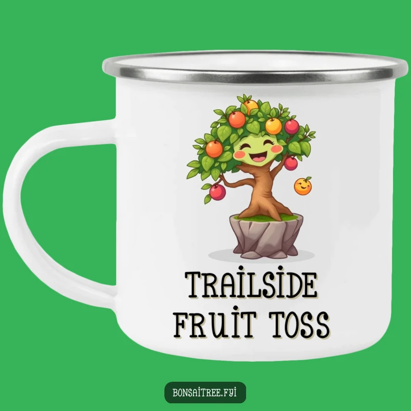 Funny Joyful Bonsai Tree Camping Mug - Bouncing Fruit Adventure Cup, Perfect Gift