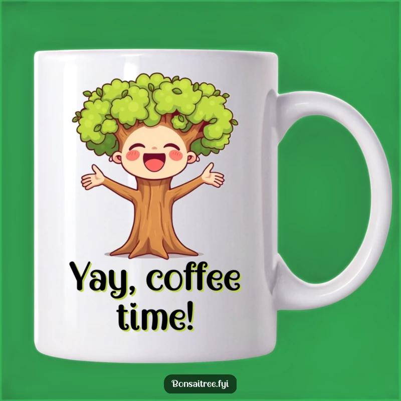 Funny Cheerful Bonsai Tree Mug, An Uplifting Gift for a Happy Morning