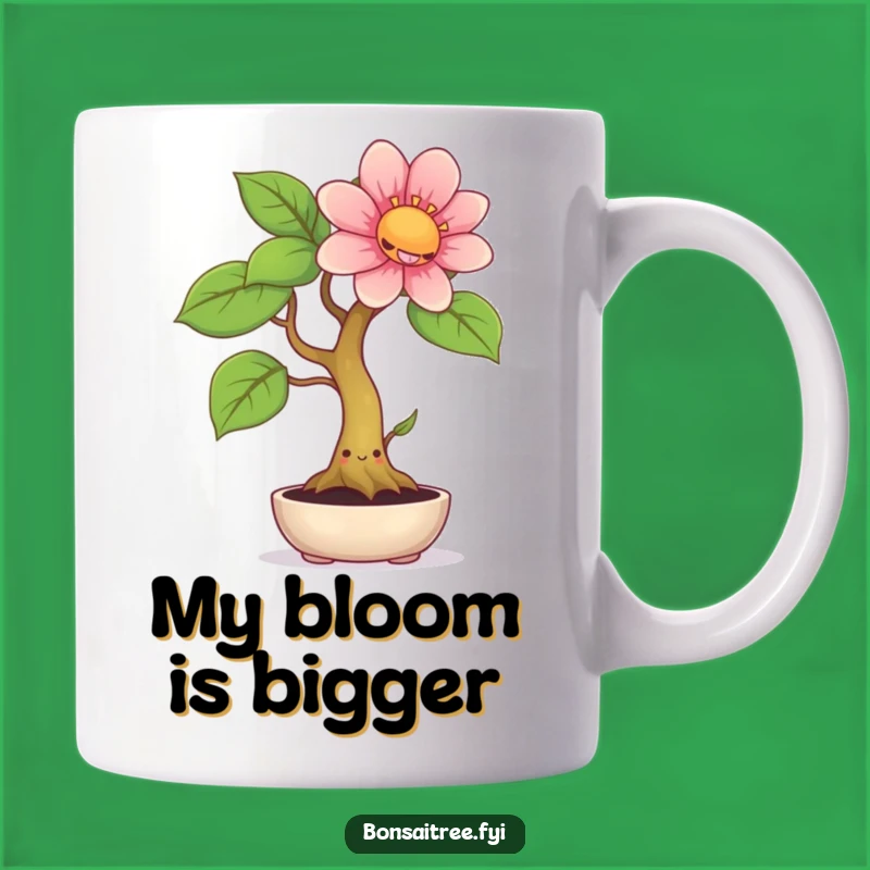 Funny Smiling Bonsai Mug: Joyful Giant Flower Bloom, Perfect Unique Gift