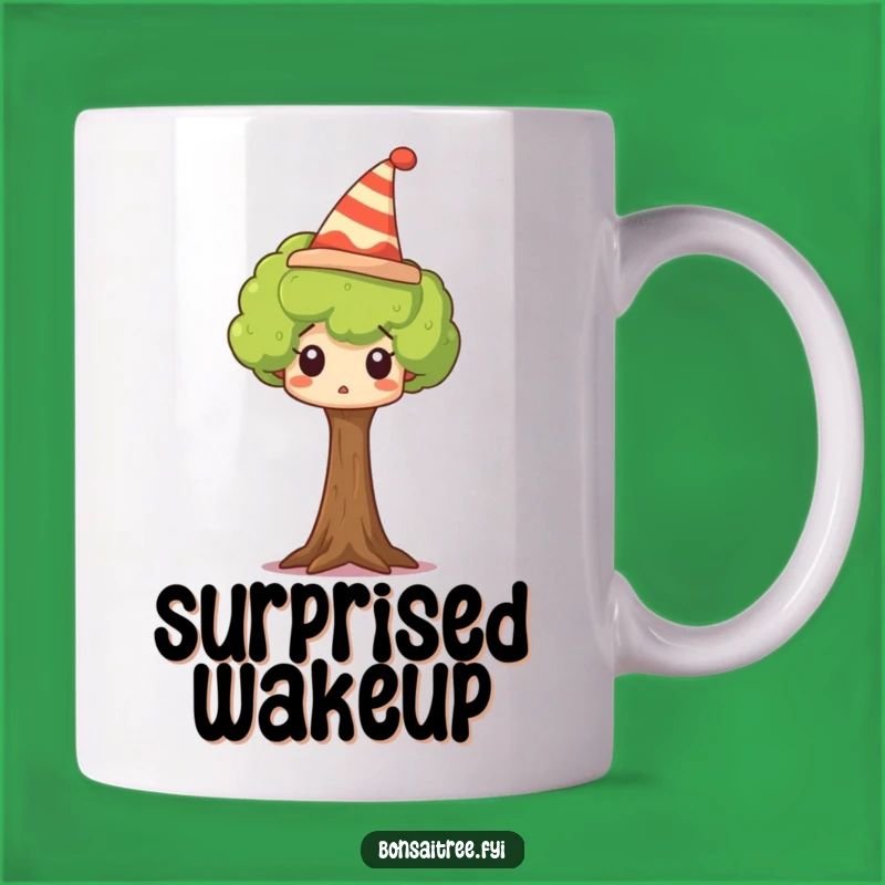 Funny Surprised Tree Mug: Tiny Tree in Silly Hat