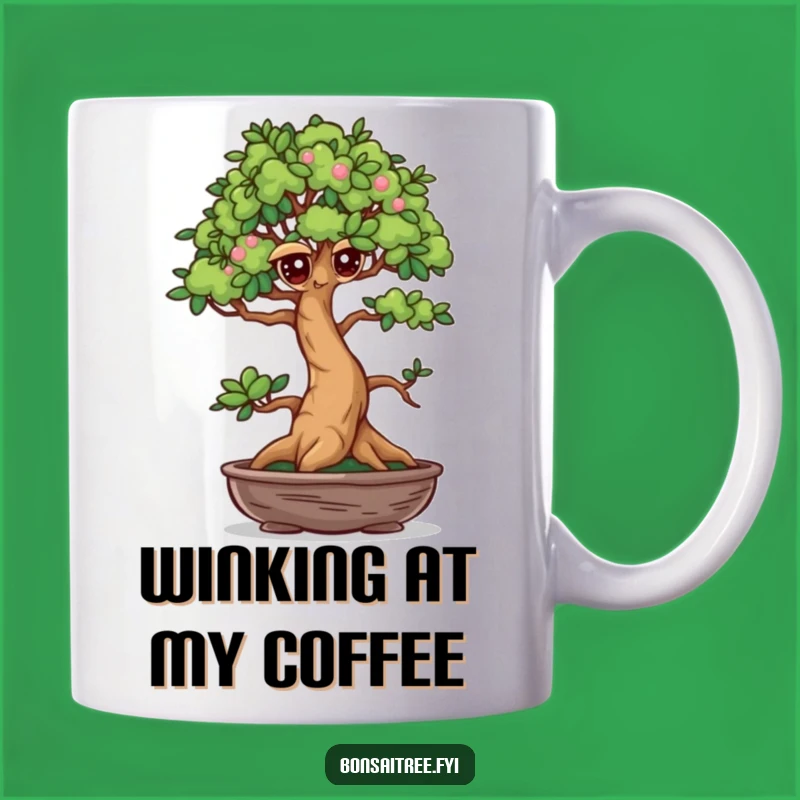 Funny Winking Bonsai Mug: Mischievous Plant Gift for Plant Lovers