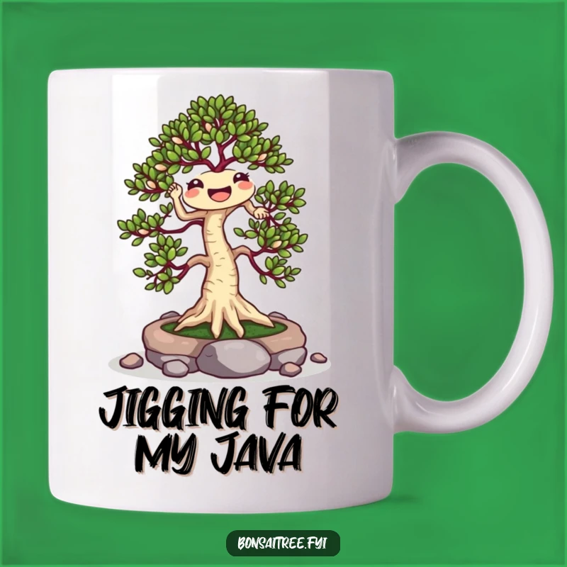 Funny Jigging Bonsai Tree Mug: Cheerful Plant Dance for a Humorous Gift