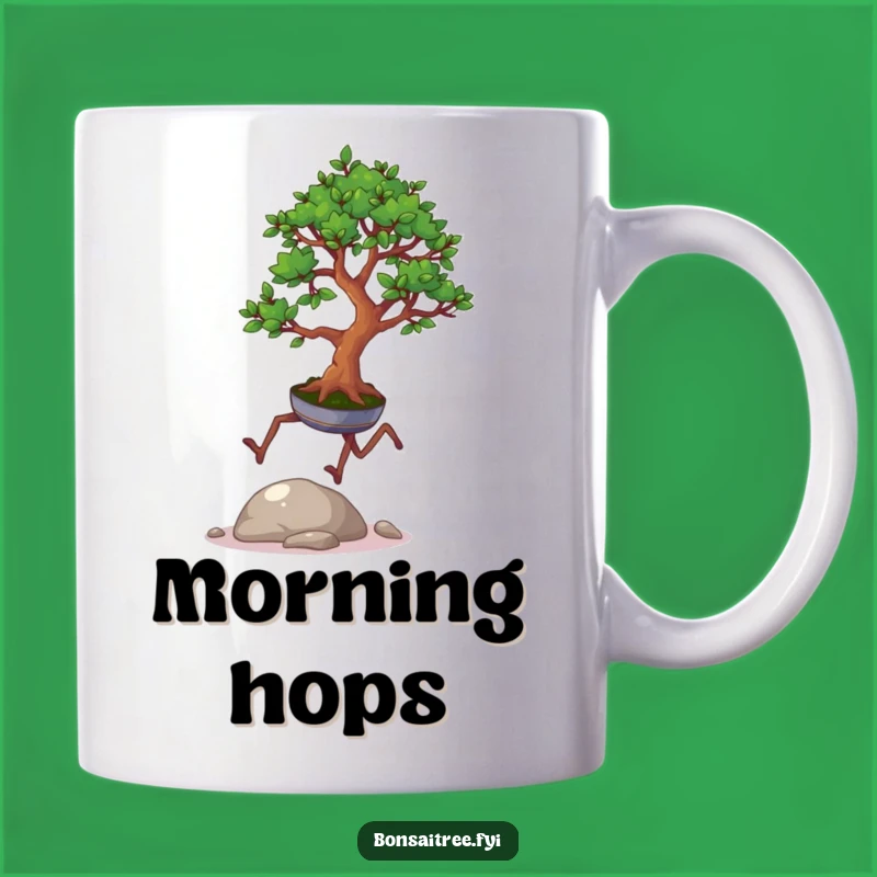 Funny Hopping Bonsai Mug: Playful Legs, Pebble Jump, Unique Gift
