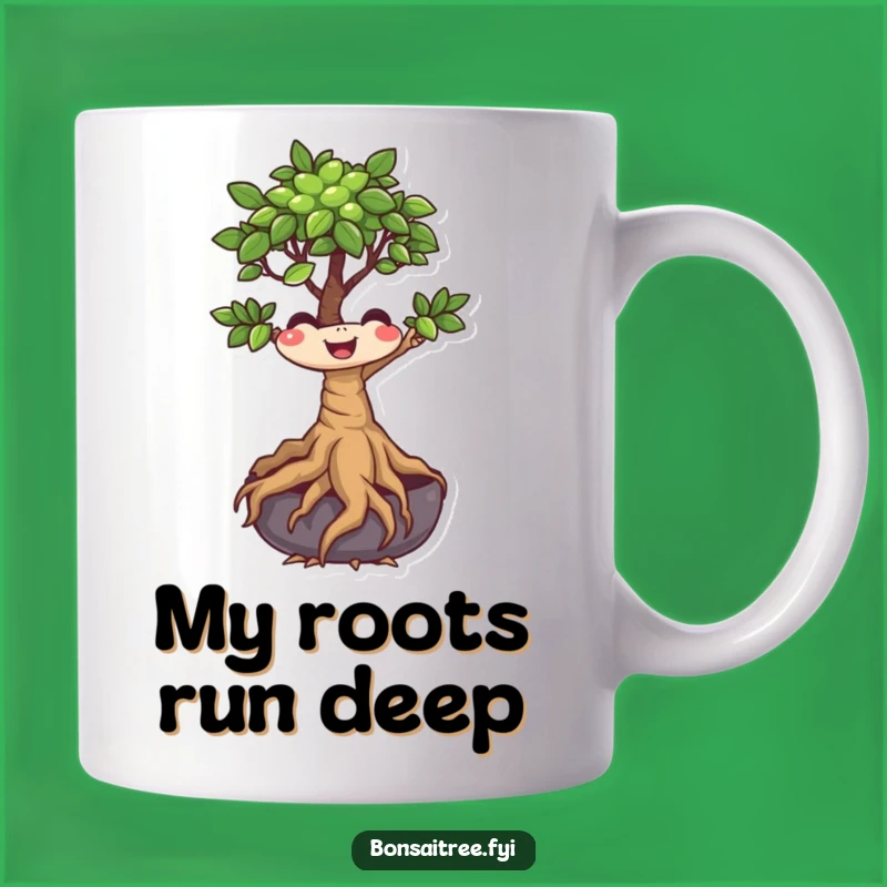 Funny Bonsai Tree Mug: Wiggling Roots Smiling Character Design, Perfect Gift