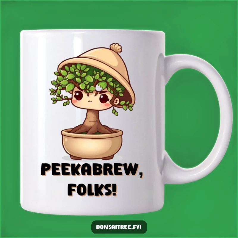 Funny Shy Bonsai Tree Mug Gift - Adorable Peeking Character for Tree Lovers