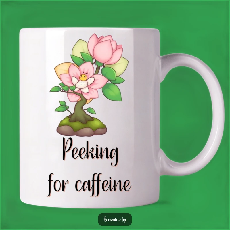 Funny Shy Bonsai Flower Peek Mug: Adorable & Humorous Gift for Introverts