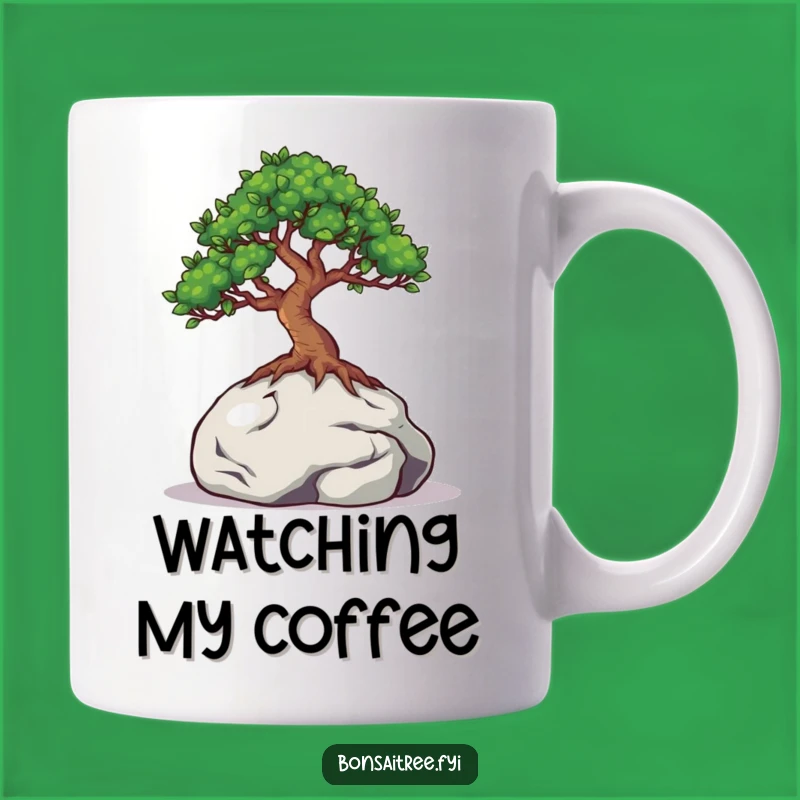 Funny Peeking Bonsai Mug: Shy Eyes, Rock Hiding, Unique Gift