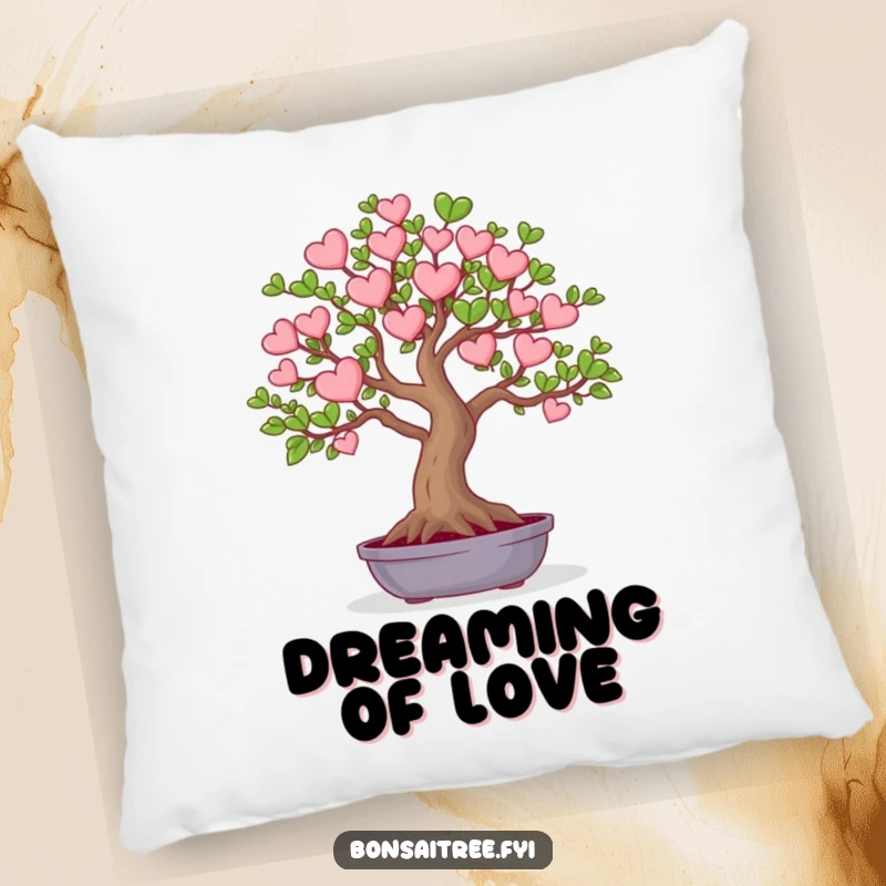 Funny, soft pillow featuring a tree with heart-shaped leaves, perfect for comfort and expressing love.