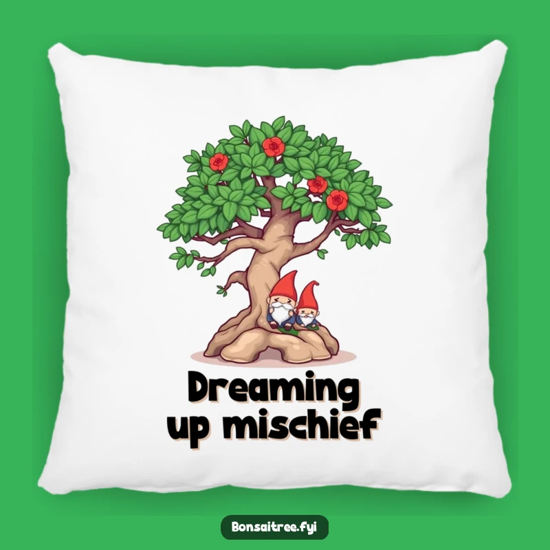 Funny Mischievous Bonsai Gnome Hide Pillow: Cozy Wit & Comfort Gift