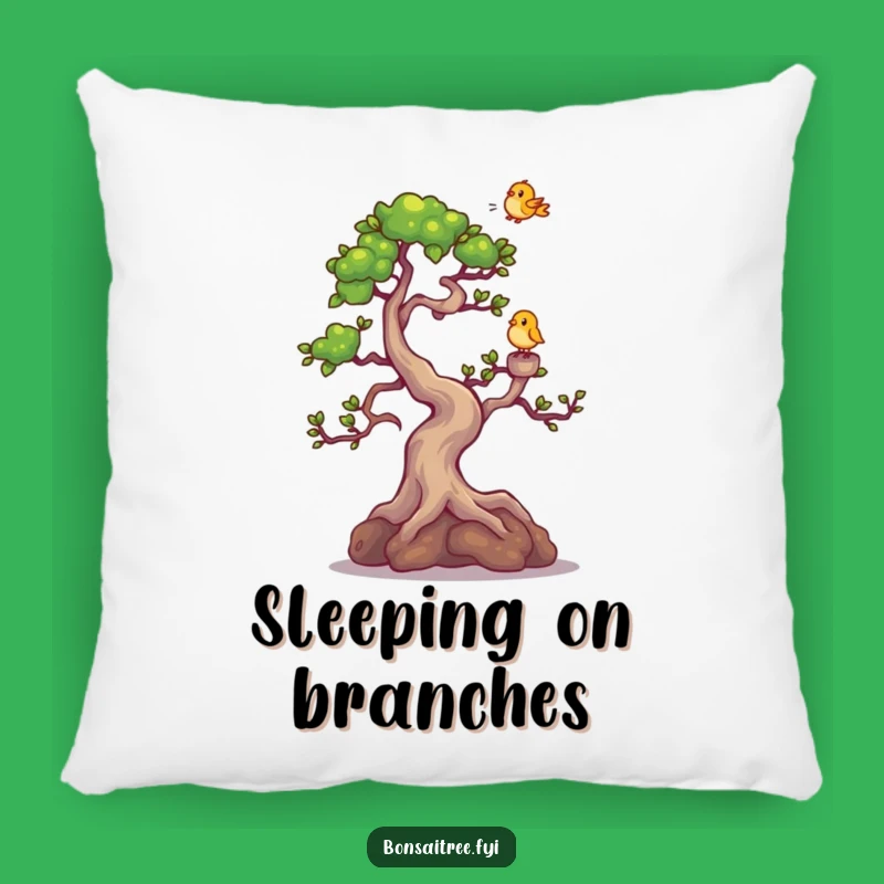 Funny Bonsai Giggling Pillow - Soft Tree Character with Bird Accent