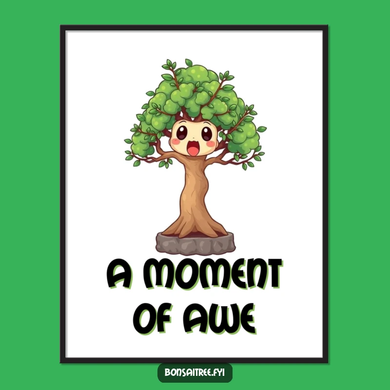 Funny Surprised Bonsai Tree Digital Art - Instant Shocking Wall Decor