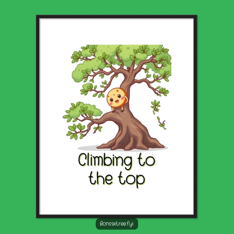 Funny Cookie's Bonsai Climb Digital Art: Hilarious Adventure for Your Walls!