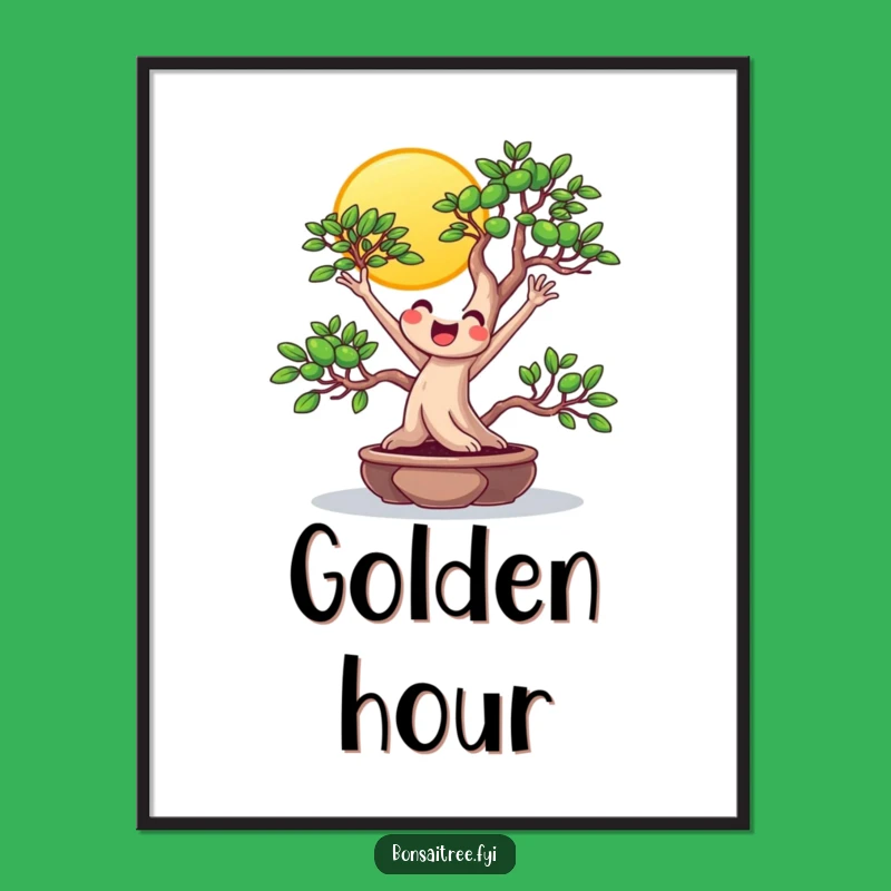 Funny Beaming Bonsai Sun Stretch Digital Art: Cheerful Downloadable Gift