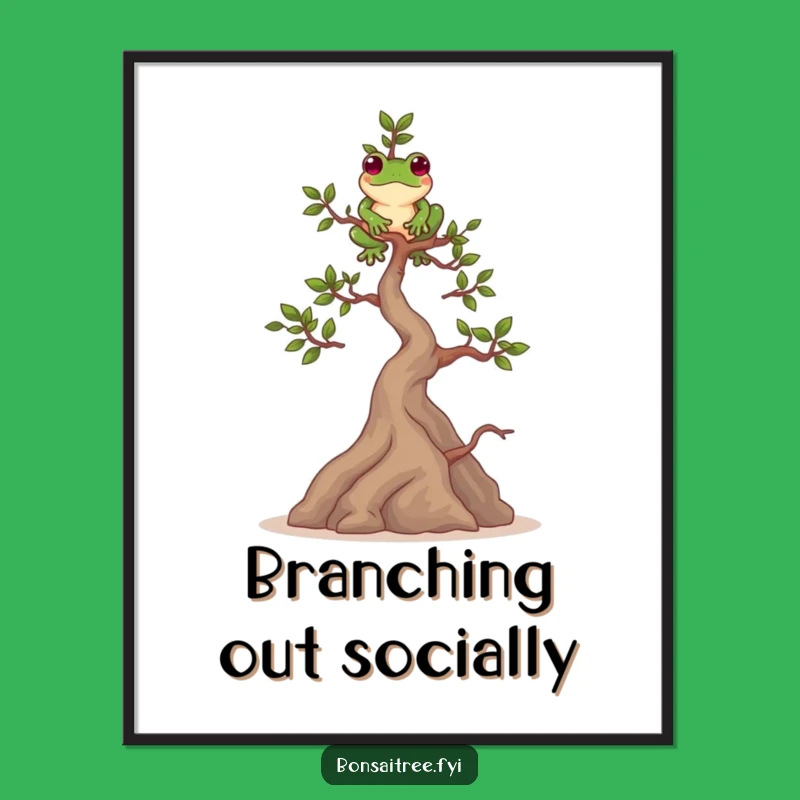 Funny Bonsai Frog Balance Digital Art: Instant Serene Decor