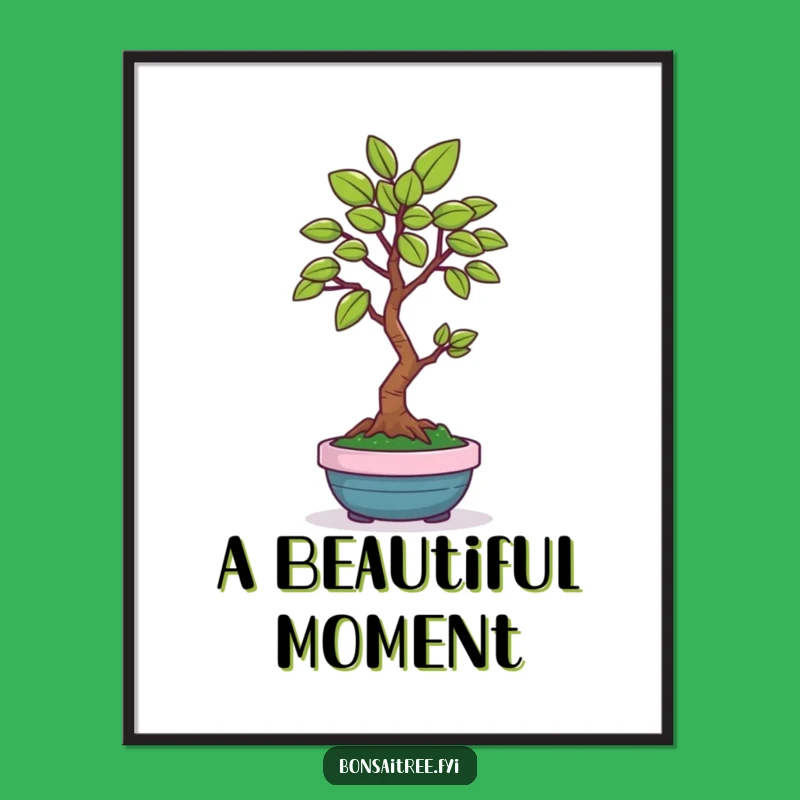 Funny Bonsai Leaf Digital Art: Happy Tree's Offering