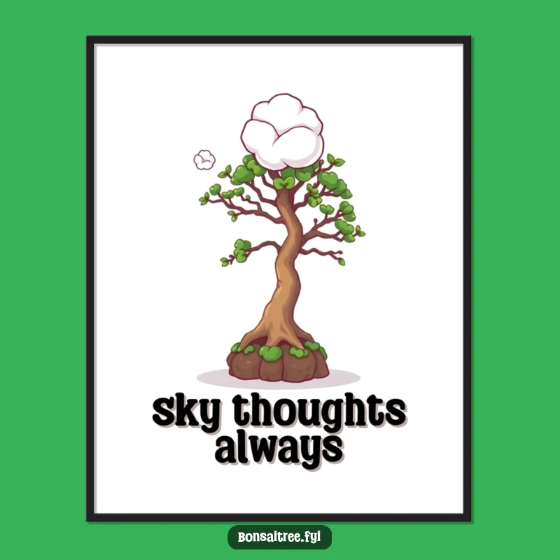 Funny Curious Bonsai Cotton Ball Digital Art: Decorate with Whimsical Humor Gift
