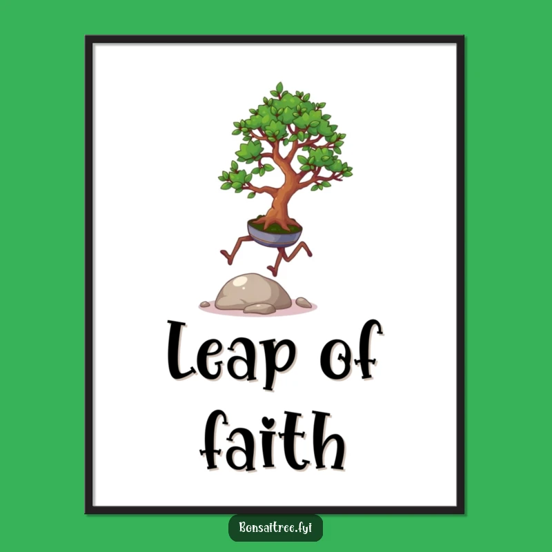 Funny Digital Art Print: Hopping Bonsai Legs, Pebble Jump Instant Fun