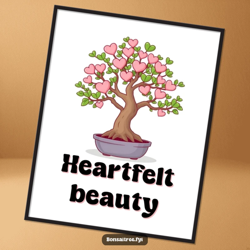 Funny, printable digital art of a tree with heart-shaped leaves, ideal for adding love and humor.