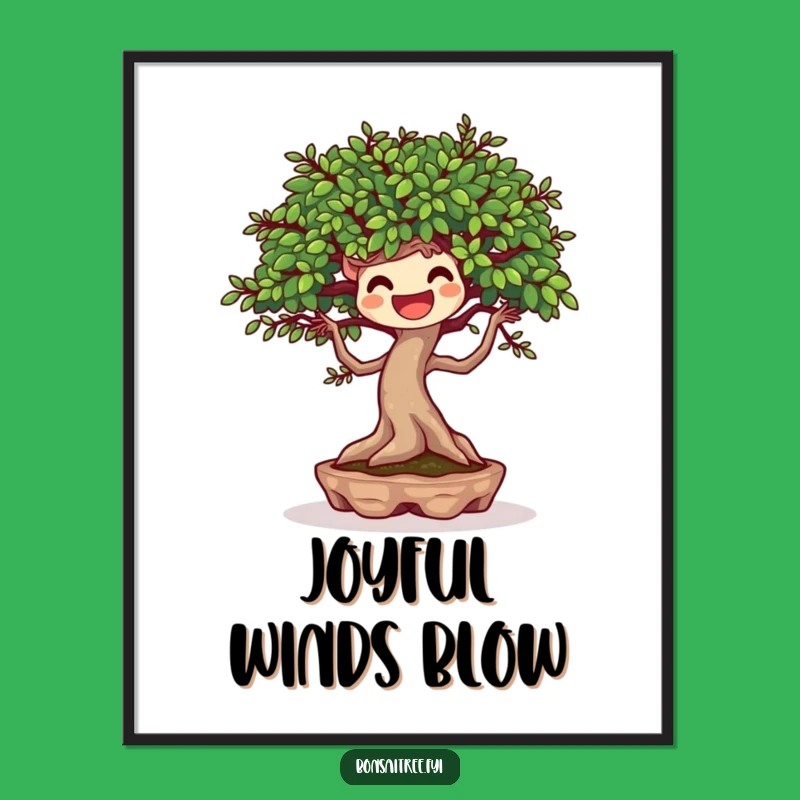 Funny Joyful Bonsai Dancing Digital Art: Decorate with Lively Humor Gift