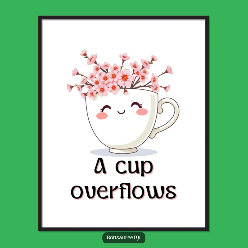 Funny Teacup Blossoms Digital Art: Cheerful Floral Print for Instant Joy!