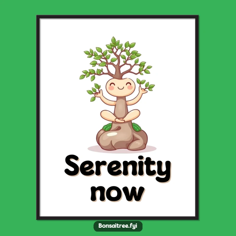 Funny Yoga Bonsai Digital Art Print: Instant Zen and Laughter for Your Walls, Amazing Funny Gift
