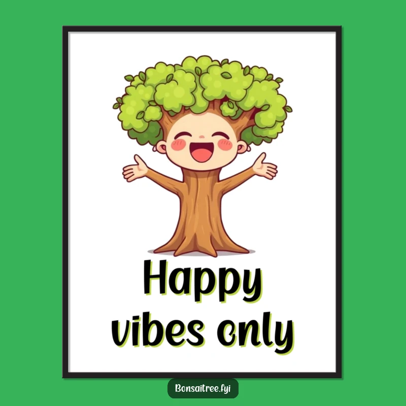 Funny Cheerful Tree Digital Art, Printable Joyful Wall Decor Gift