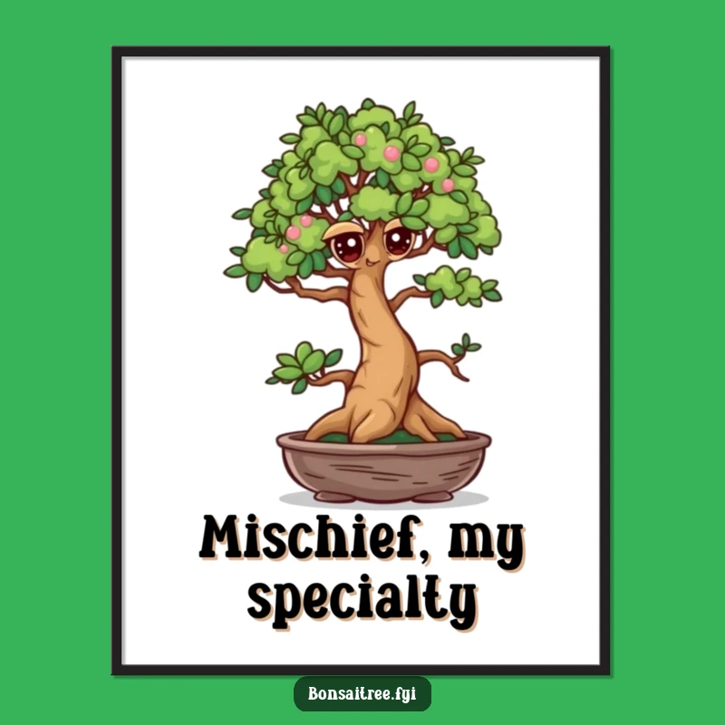 Funny Winking Bonsai Digital Art: Instant Mischief for Humorous Decor