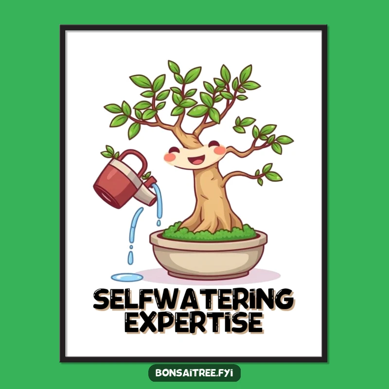 Funny Bonsai Watering Digital Print: Instant Cheer, Perfect Gift