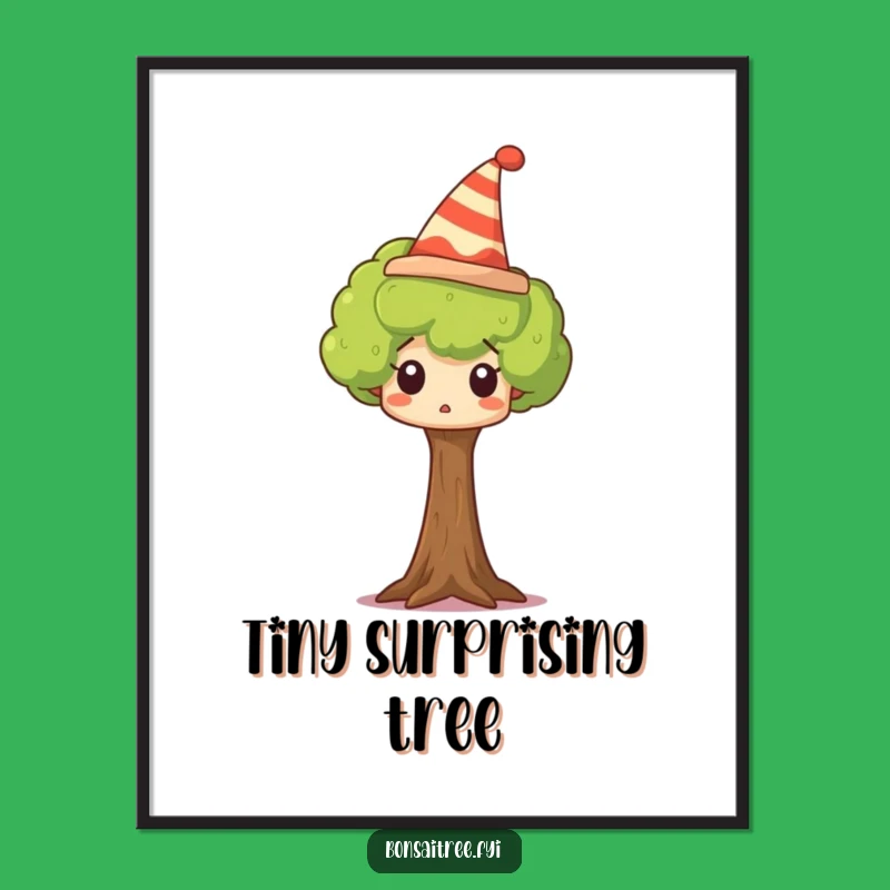Funny Surprised Tree Digital Art: Silly Hat Surprise Captured