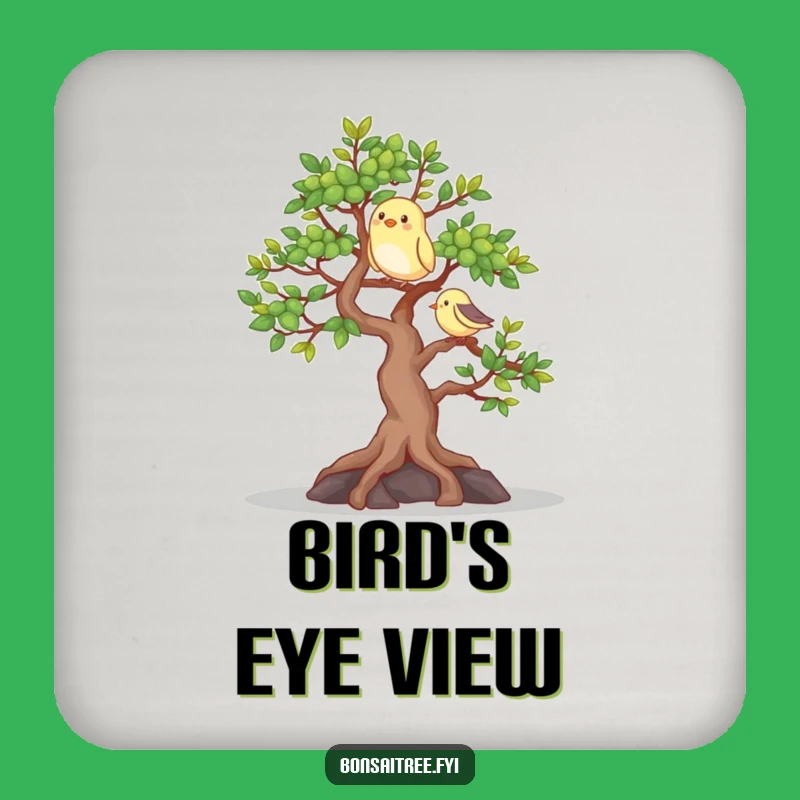 Happy Bonsai Bird Drink Coaster: Protect Surfaces with Nature's Smile, Cute Funny Gift