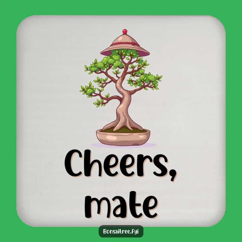 Funny Bonsai Coaster: Hat-Wearing Tree, Waving Branch Decor