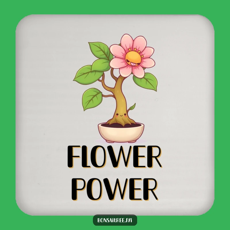 Funny Bonsai Coaster: Smiling Tree, Giant Flower, Protect Furniture Laughs