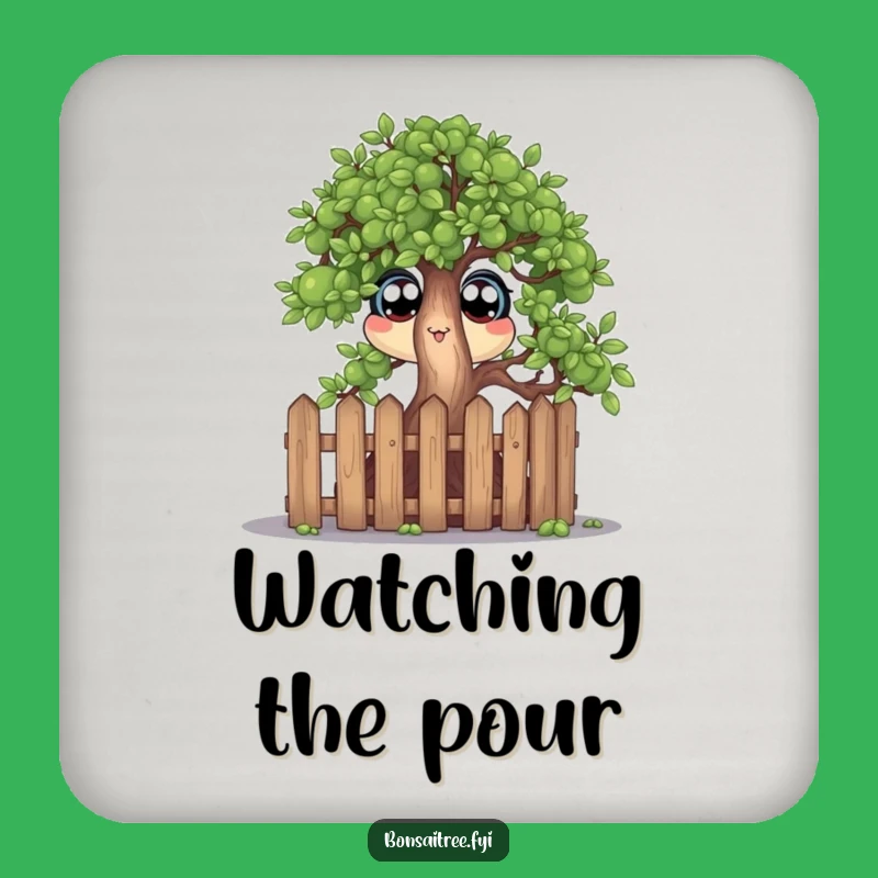 Funny Bonsai Fence Coaster Set: Wide-Eyed Tree Gift