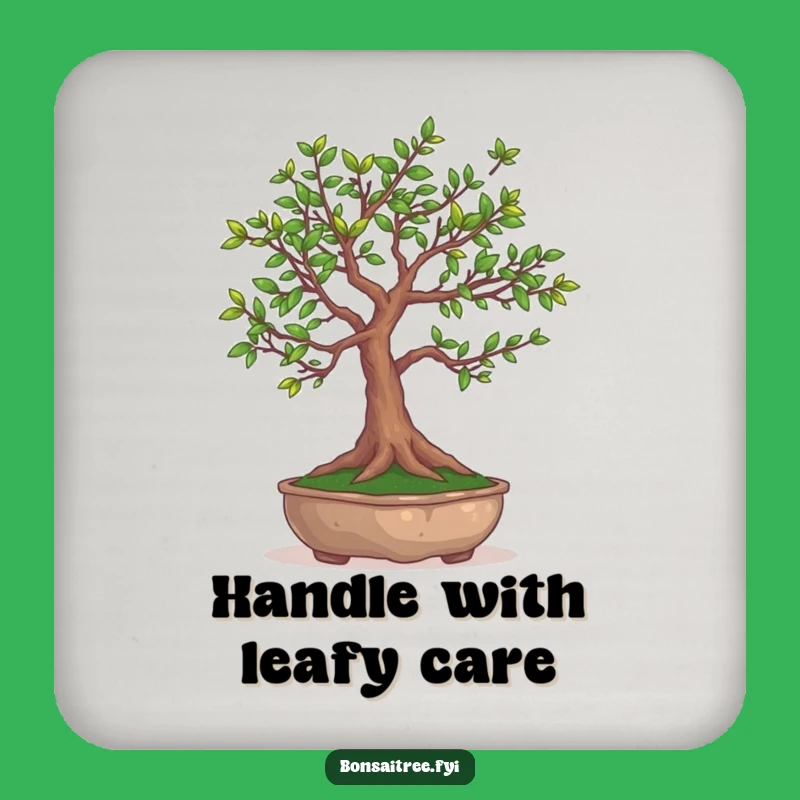 Funny Bonsai Tree Juggling Leaves Coaster - Quirky Drink Protection Gift