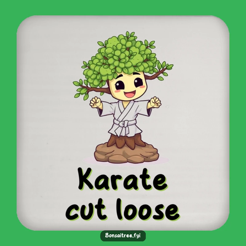 Funny Happy Bonsai Karate Chop Coaster Set: Protect Surfaces With Power