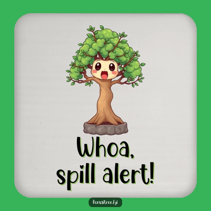Funny Surprised Bonsai Tree Coasters - Protect Surfaces with Hilarious Art