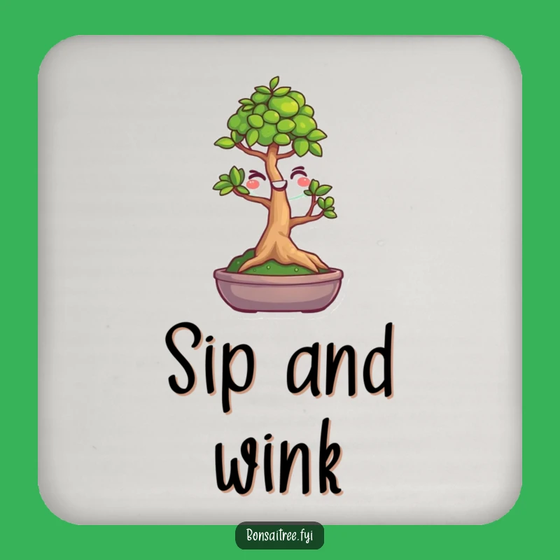 Funny Winking Bonsai Coaster Set, A Chic and Comical Table Protector