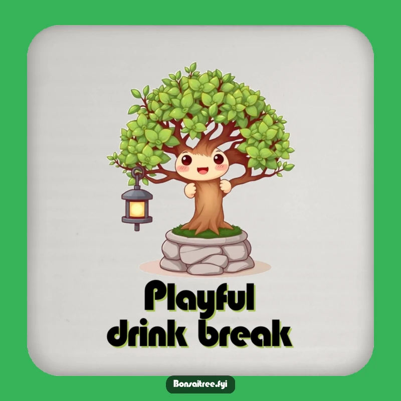 Funny Peek-a-Boo Bonsai Lantern Coaster: Whimsical Decor for Tables