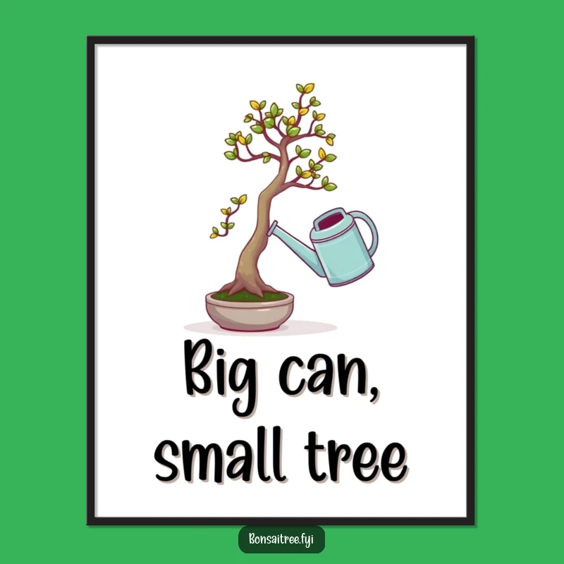 Funny Bonsai Tree Watering Can Poster: Hilarious Botanical Art for Your Wall