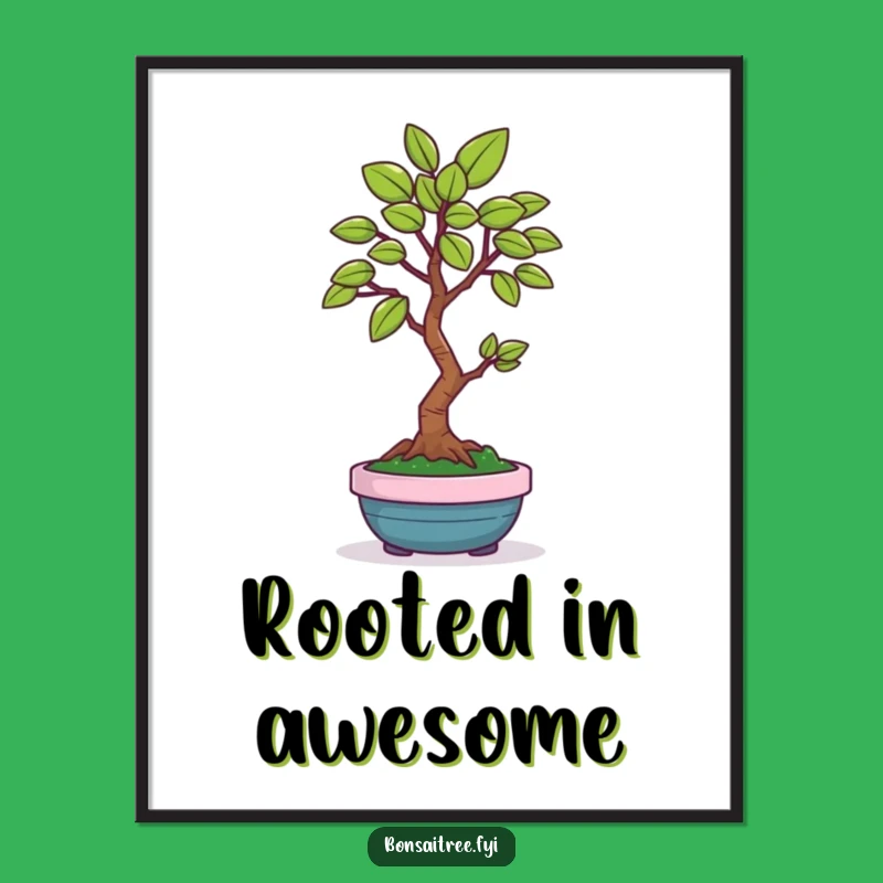 Funny Bonsai Leaf Art Poster: Happy Tree's Perfect Offering